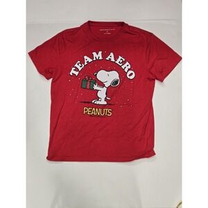 Aeropostale Peanuts Snoopy Team Aero Graphic T-Shirt Red Men's Medium